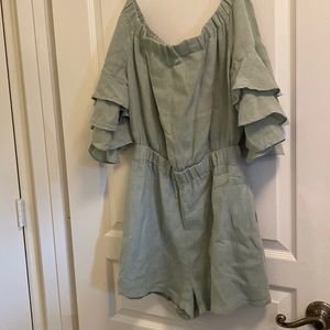 Off shoulder linen romper size small